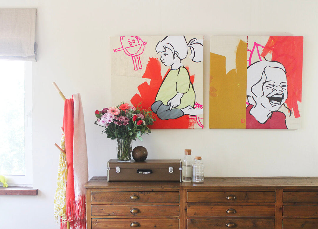 Textile art by Ruth de Vos celebrating childhood