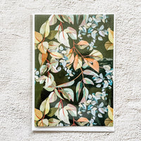 Greeting Card: Dark Gum Leaves - Ruth de Vos: Art