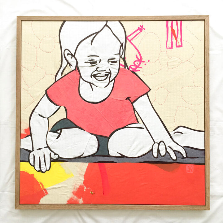 Do You See Me, Mumma?: textile artwork 80cm by 80cm