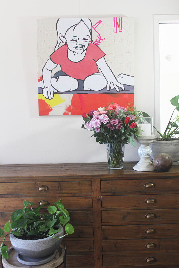 Do You See Me, Mumma?: textile artwork 80cm by 80cm