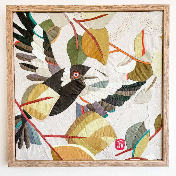 Flight: an original textile magpie artwork