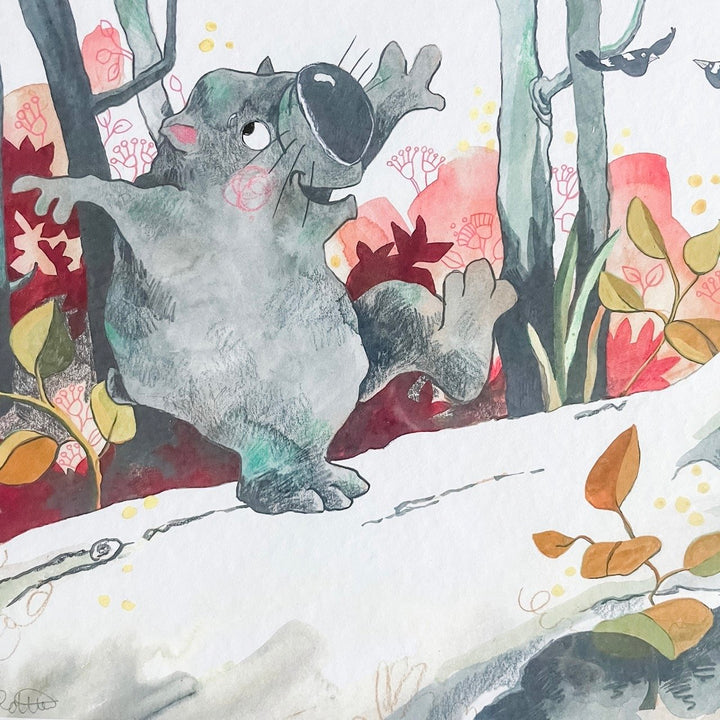 'Happy Wombat' art print