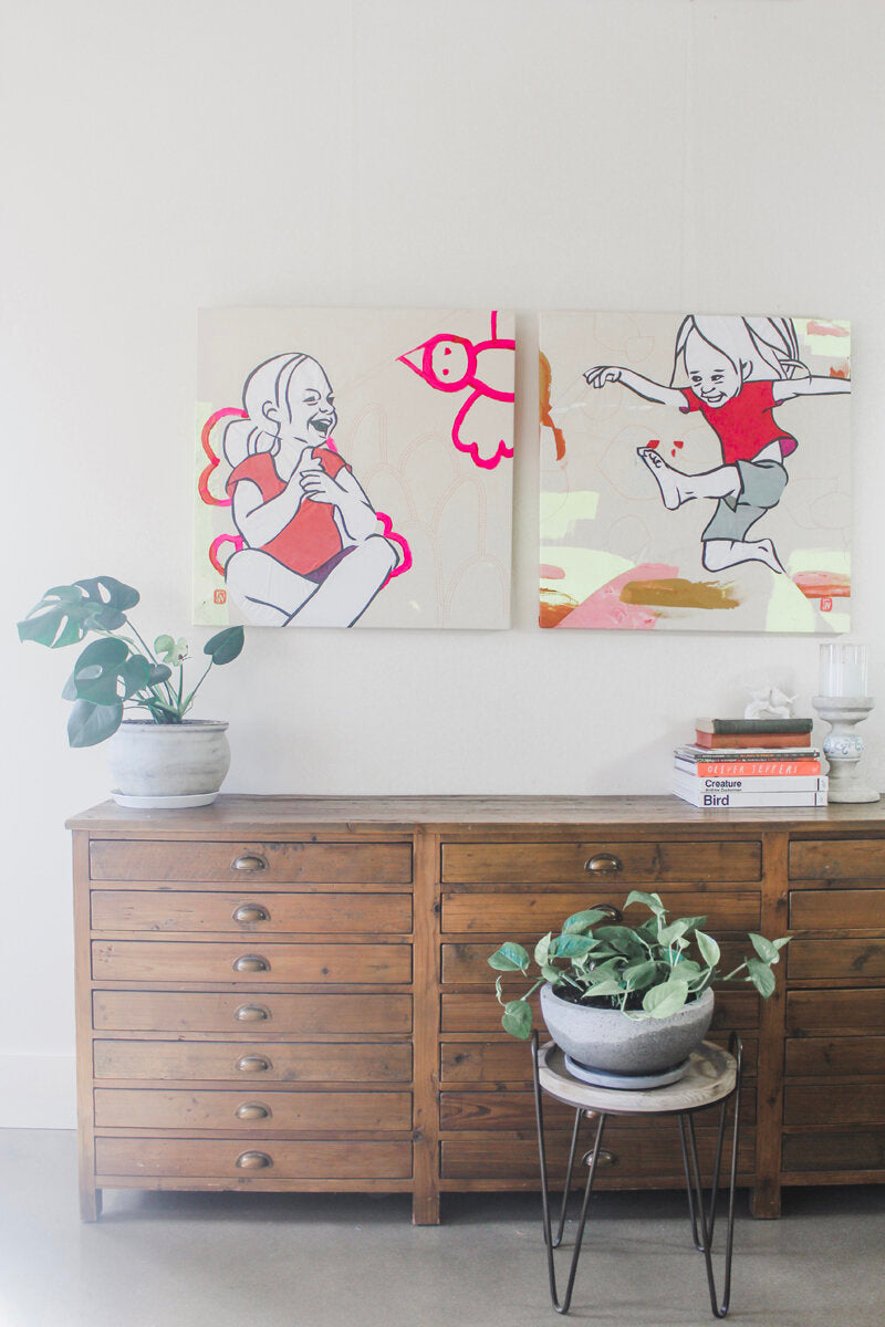 Hello, Dear Bird: textile artwork 80cm by 80cm