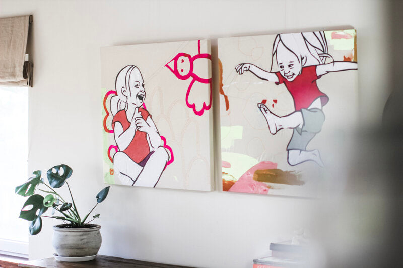 Hello, Dear Bird: textile artwork 80cm by 80cm