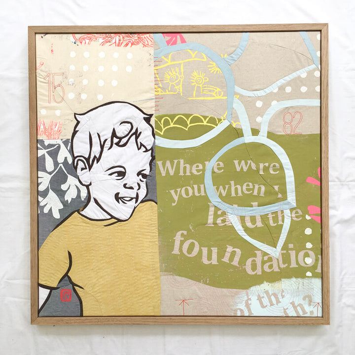 The Foundations: textile artwork 80cm by 80cm