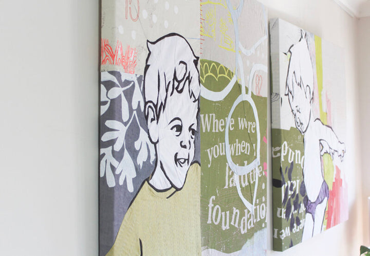 The Foundations: textile artwork 80cm by 80cm