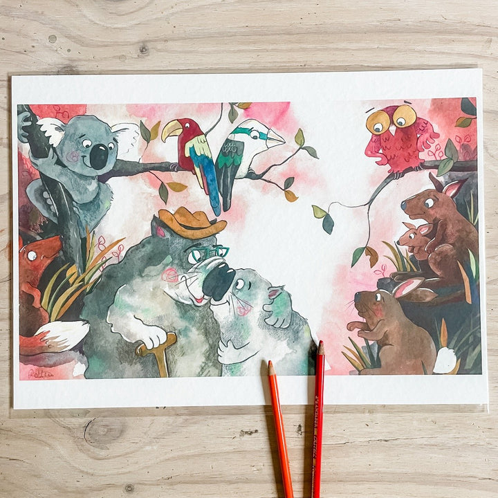 'Wombat Kiss' art print